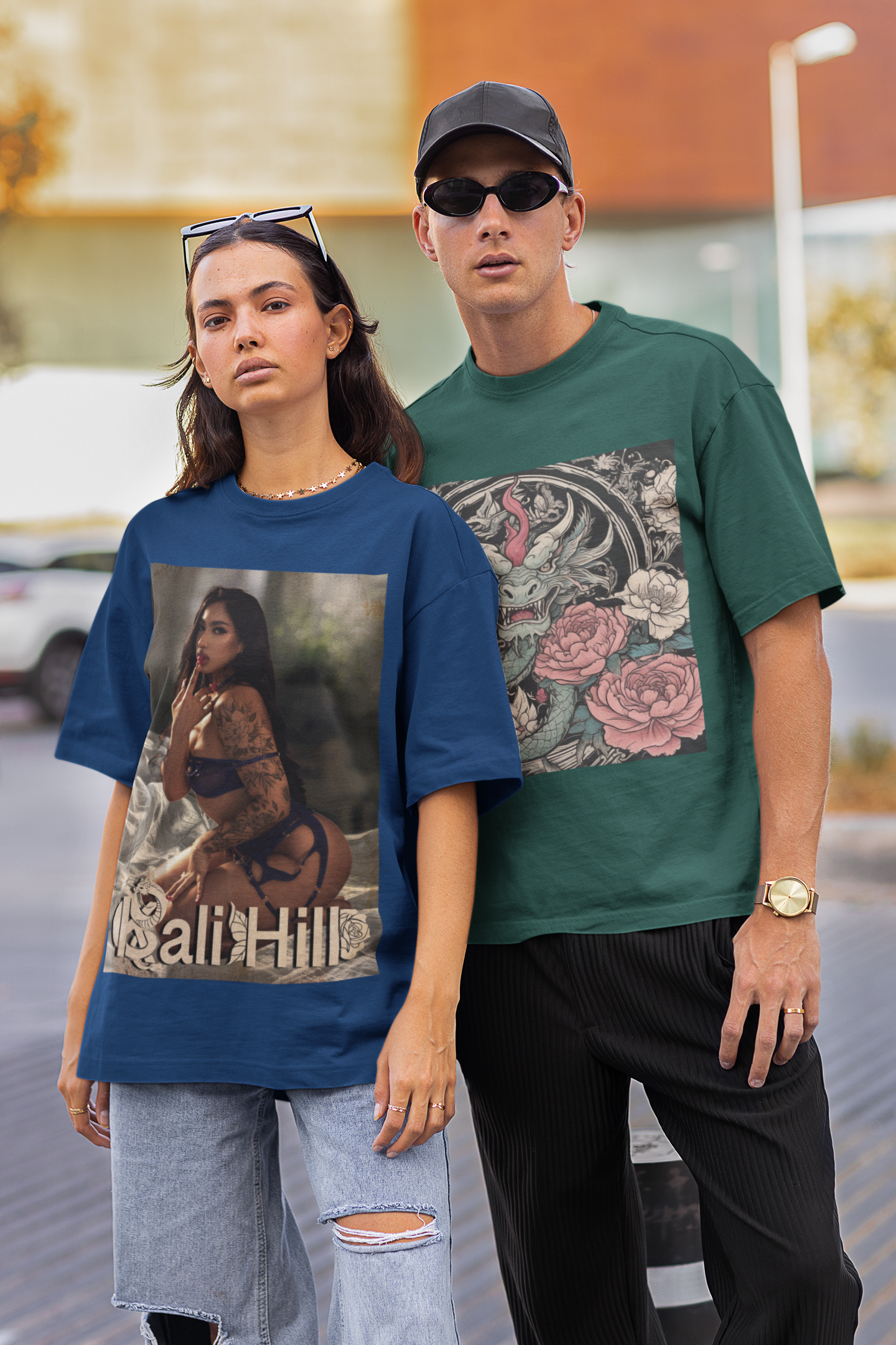 mockup-of-a-stylish-couple-wearing-oversized-t-shirts-and-sunglasses-m25277